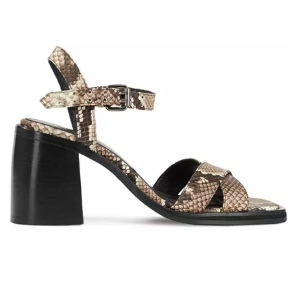 THE KOOPLES Snakeskin-effect cross-strap Block Heel leather sandals 37 US 6 NEW!